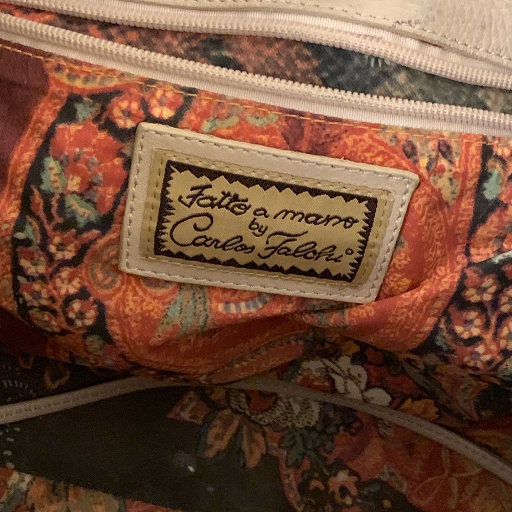 Carlos Falchi Soft Leather Cream Handbag - Picture 3 of 7